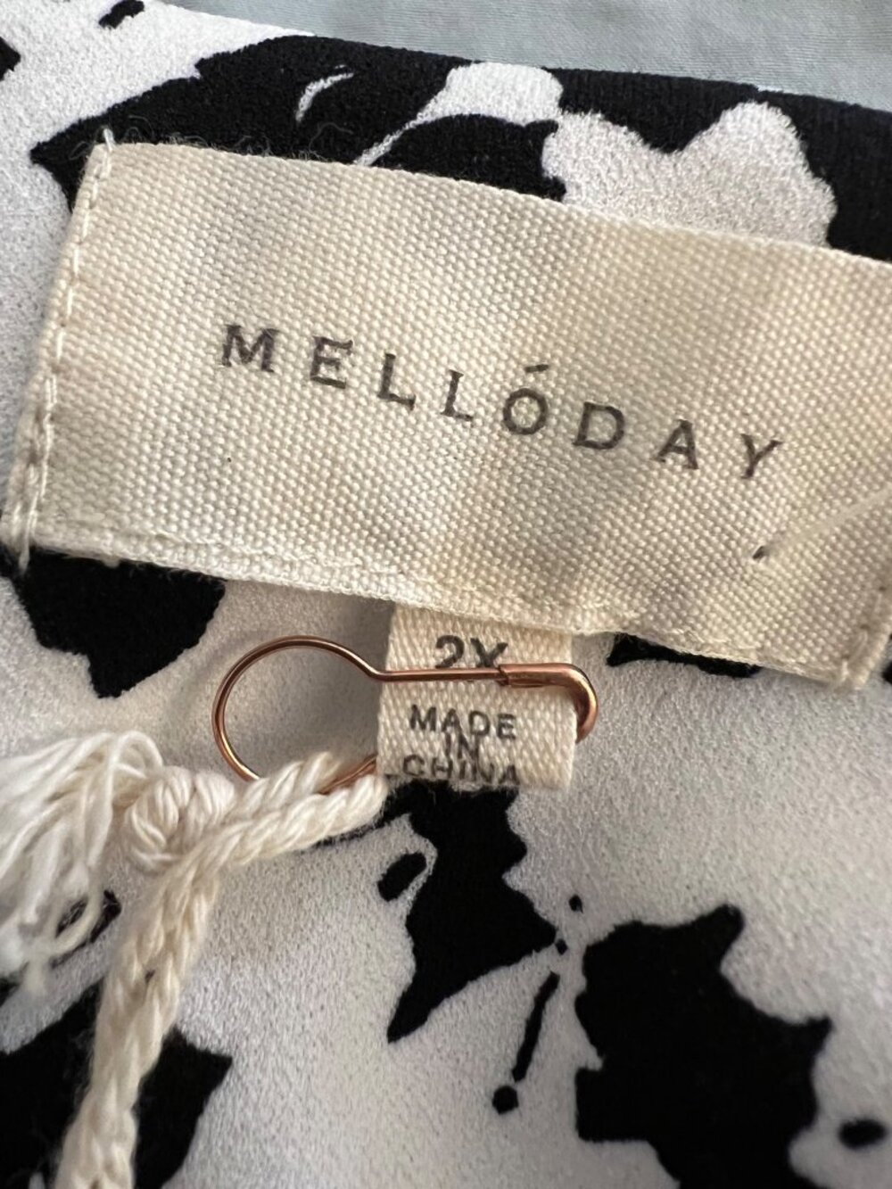 NEW Melloday Knit Blouse White Black Blouse Long Sleeve Shirt Top Stretchy 2X - Picture 8 of 10